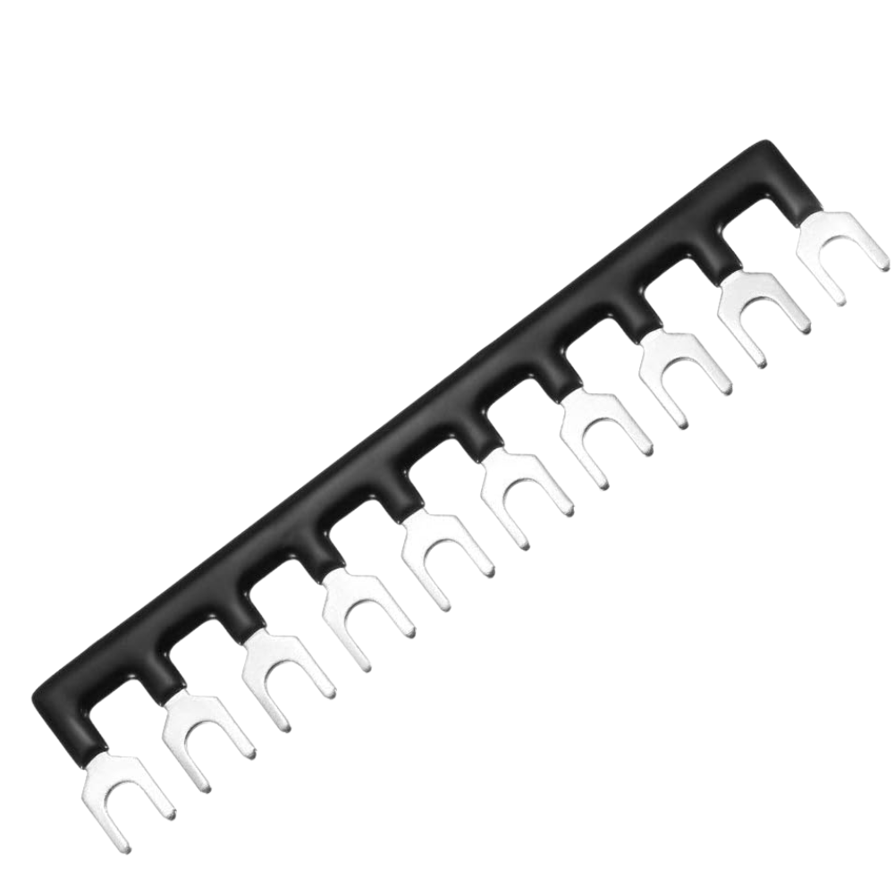 TB-1510 Fork Type 10Pin 15A 400V Wiring Shorting Bar Connector- Black (Pack of 2)
