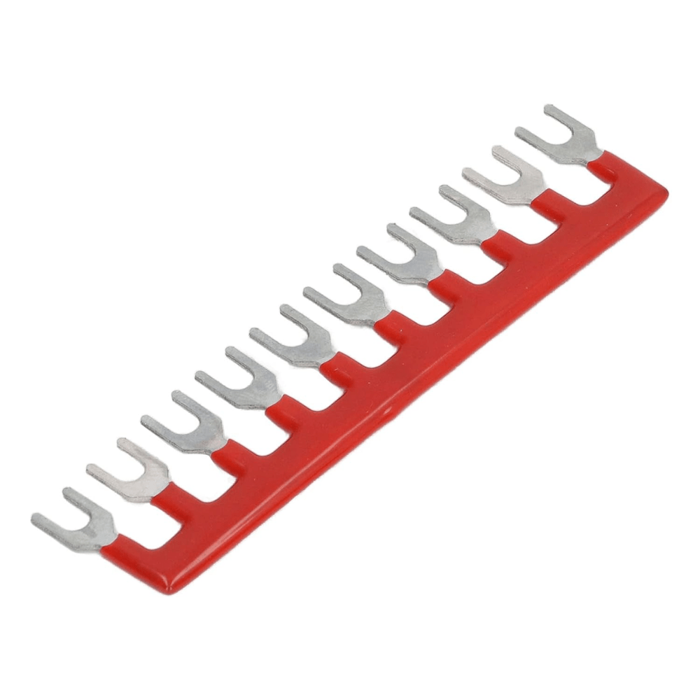 TB-1510 Fork Type 10Pin 15A 400V Wiring Shorting Bar Connector- Red (Pack of 2)