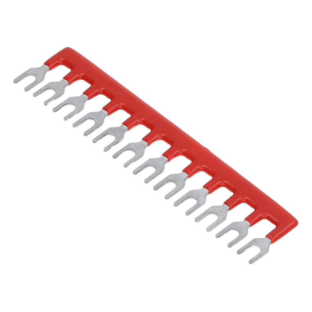 TB-1512 Fork Type 12Pin 15A 400V Wiring Shorting Bar Connector- Red (Pack of 2)
