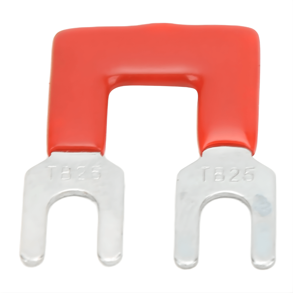TB-2502 Fork Type 2Pin 25A 600V Wiring Shorting Bar Connector- Red (Pack of 2)