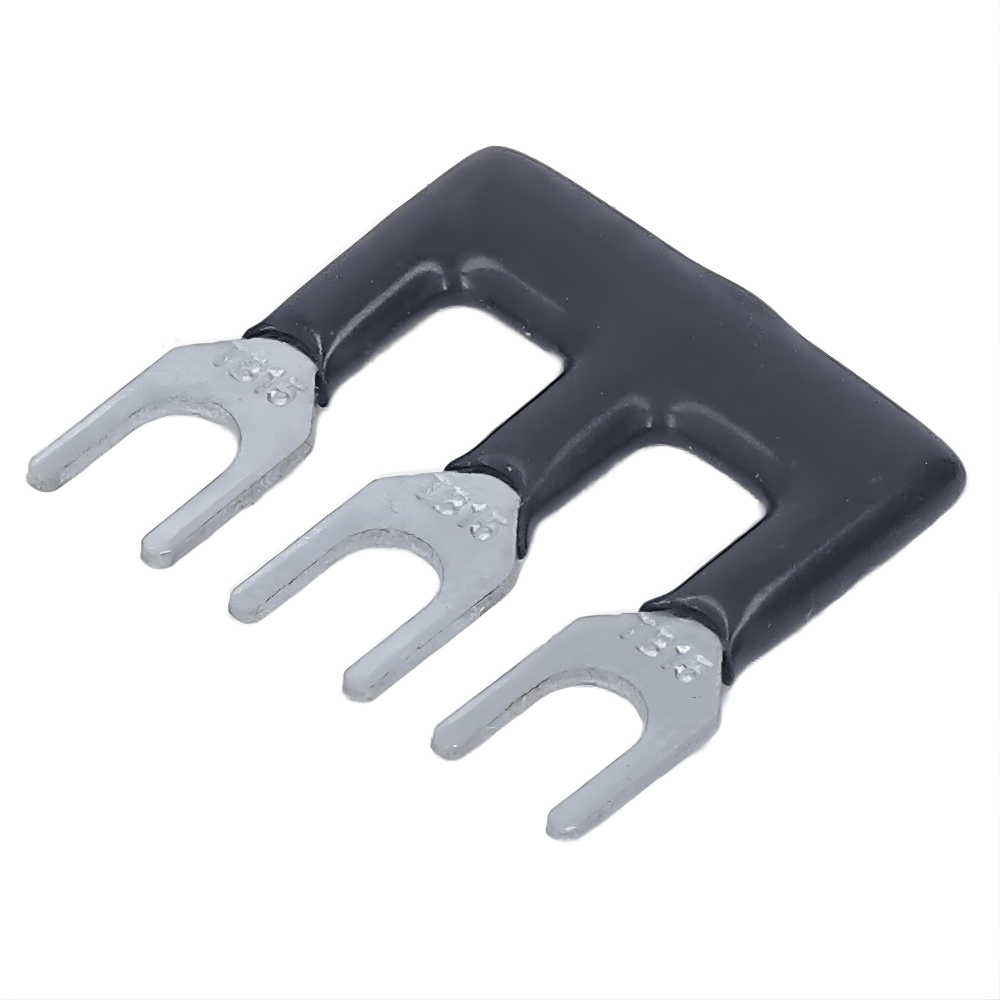 TB-2503 Fork Type 3Pin 25A 600V Wiring Shorting Bar Connector- Black (Pack of 2)