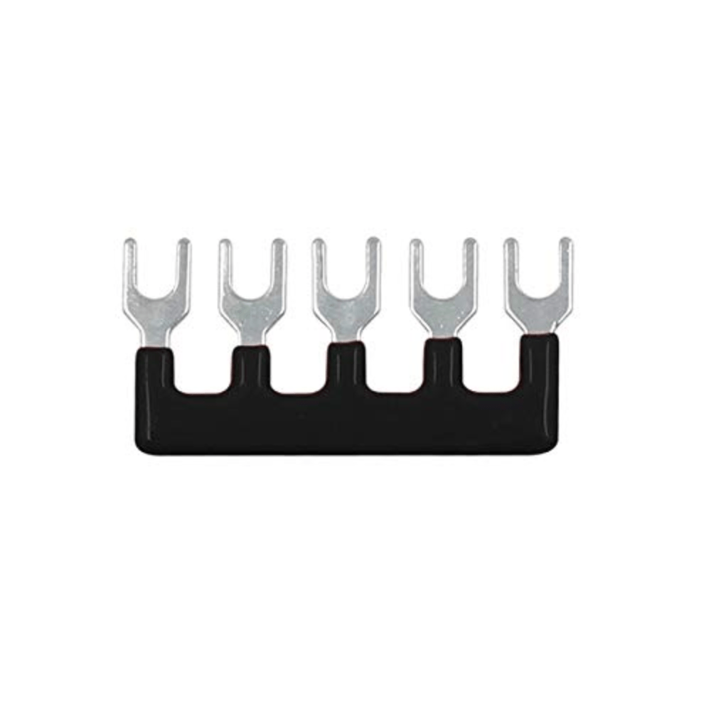 TB-2505 Fork Type 5Pin 25A 600V Wiring Shorting Bar Connector- Black (Pack of 2)