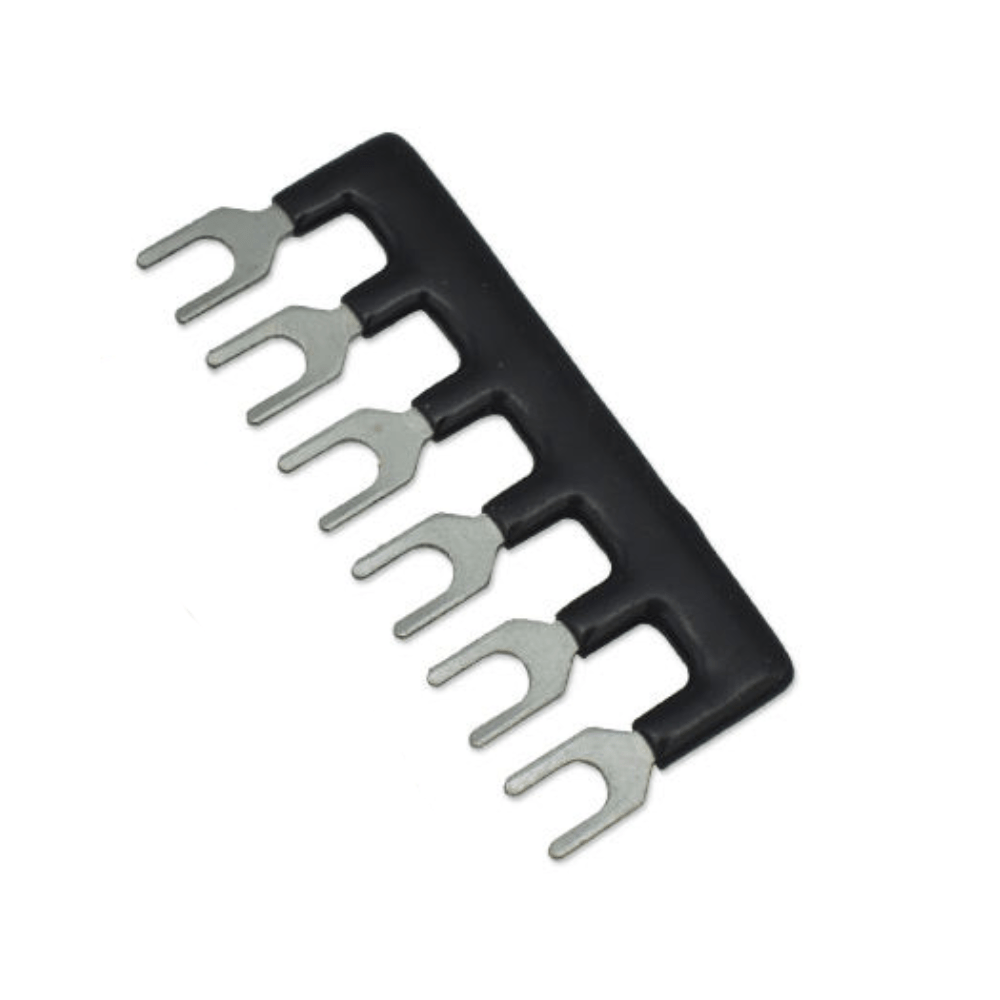 TB-2506 Fork Type 6Pin 25A 600V Wiring Shorting Bar Connector- Black (Pack of 2)