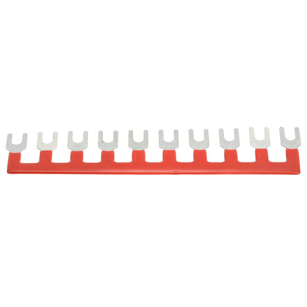 TB-2510 Fork Type 10Pin 25A 600V Wiring Shorting Bar Connector- Red (Pack of 2)