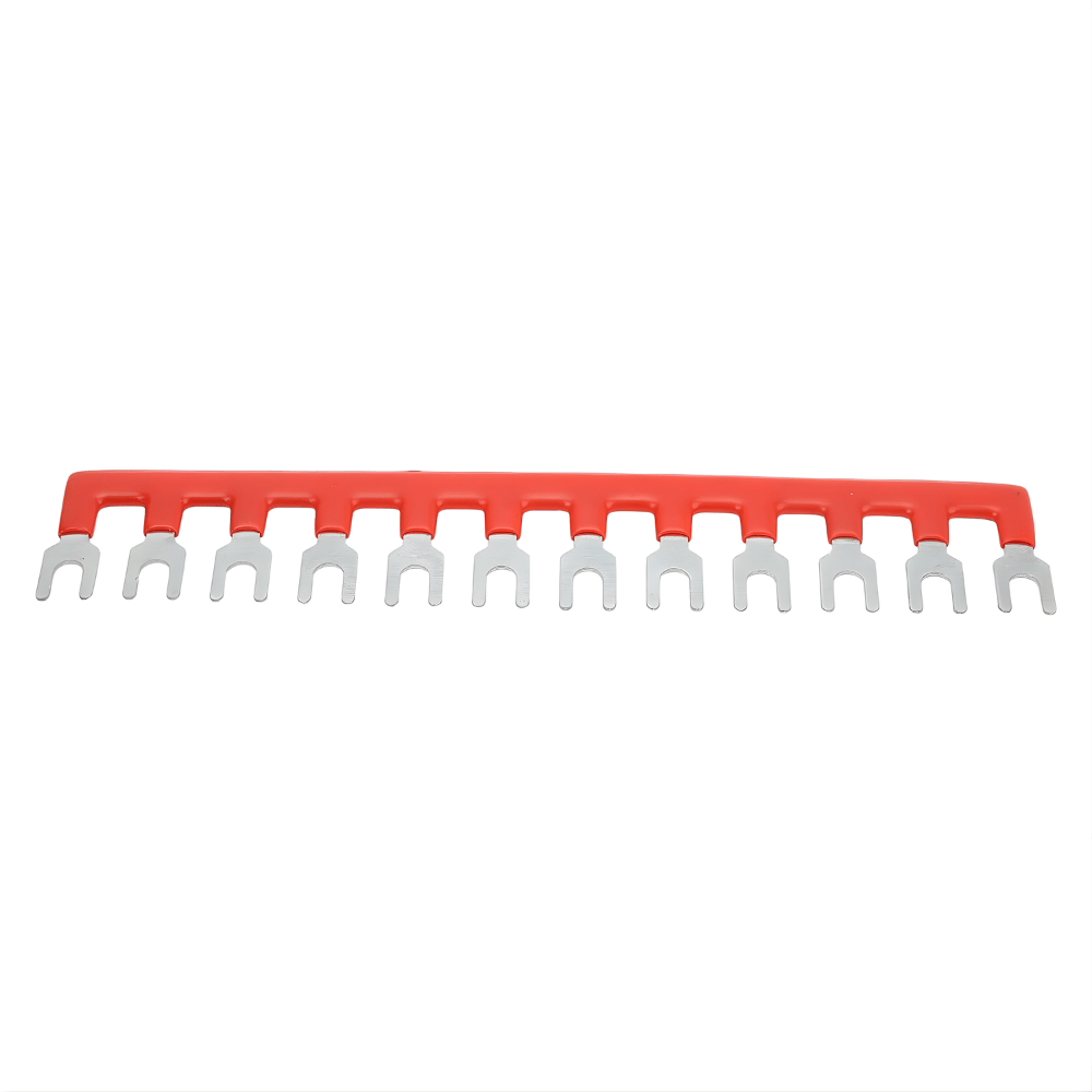 TB-2512 Fork Type 12Pin 25A 600V Wiring Shorting Bar Connector- Red (Pack of 2)
