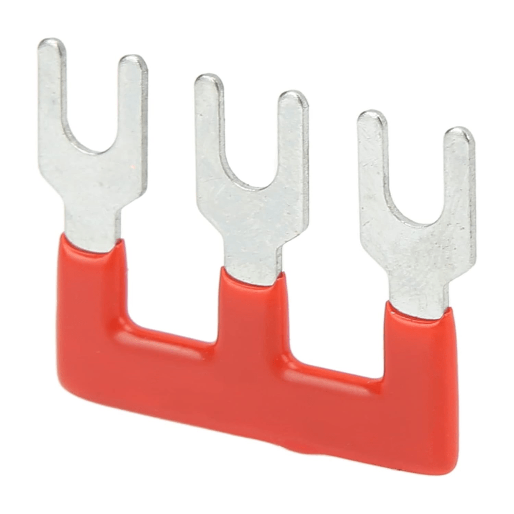 TB-4503 Fork Type 3Pin 45A 600V Wiring Shorting Bar Connector- Red (Pack of 2)