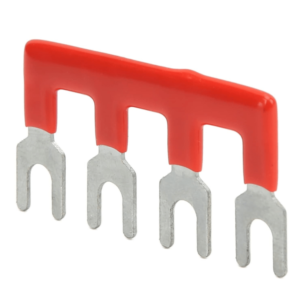 TB-4504 Fork Type 4Pin 45A 600V Wiring Shorting Bar Connector- Red (Pack of 2)