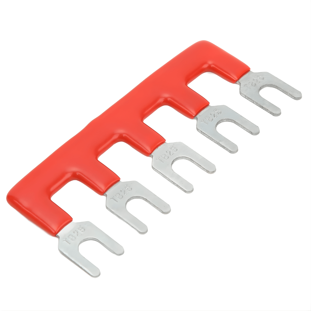 TB-4505 Fork Type 5Pin 45A 600V Wiring Shorting Bar Connector- Red (Pack of 2)