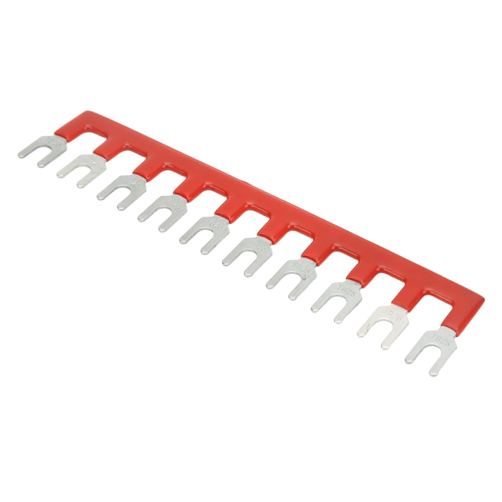 TB-4510 Fork Type 10Pin 45A 600V Wiring Shorting Bar Connector- Red (Pack of 2)