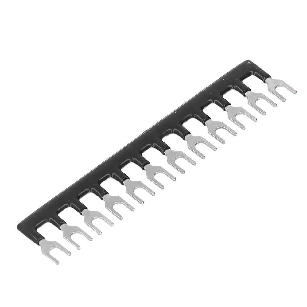 TB-4512 Fork Type 12Pin 45A 600V Wiring Shorting Bar Connector- Black (Pack of 2)