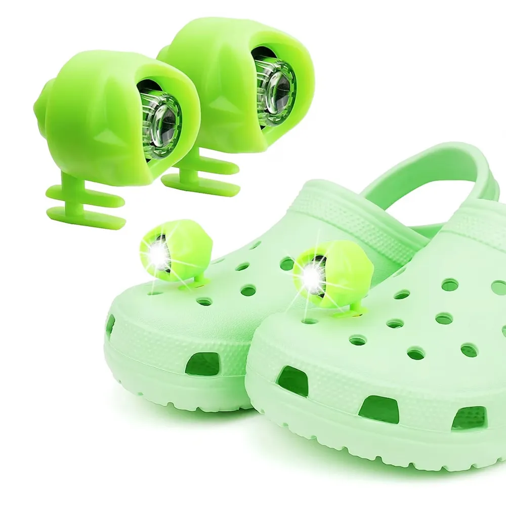 Headlights For Shoes Waterproof Shoes Lights Charms For Dog Walking Night Running Hiking Fishing For Crocs Lasting 48hours Glow Green -1 Pair