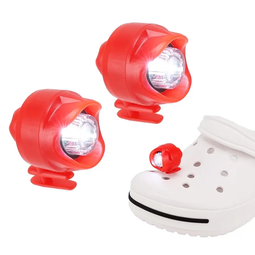 Headlights For Shoes Waterproof Shoes Lights Charms For Dog Walking Night Running Hiking Fishing For Crocs Lasting 48hours Glow Red -1 Pair