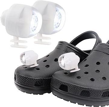 Headlights For Shoes Waterproof Shoes Lights Charms For Dog Walking Night Running Hiking Fishing For Crocs Lasting 48hours Glow White -1 Pair