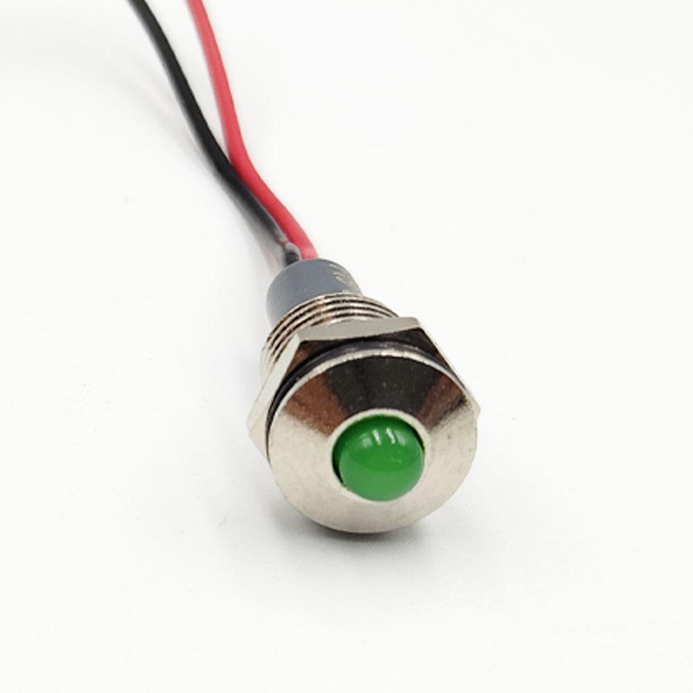 10mm 12-24v Green Spherical Metal Indicator Panel Mount LED Lamp