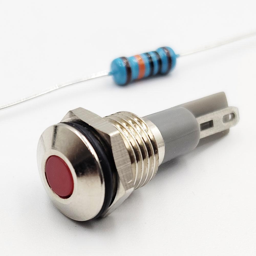 10mm 12-24v Red Flat Metal Indicator Panel Mount LED Lamp
