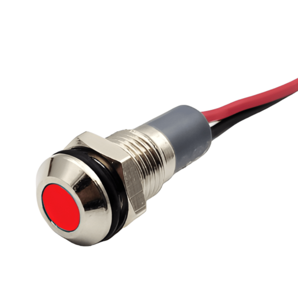 10mm 12-24v Red Flat Metal Indicator Panel Mount LED Lamp with wire