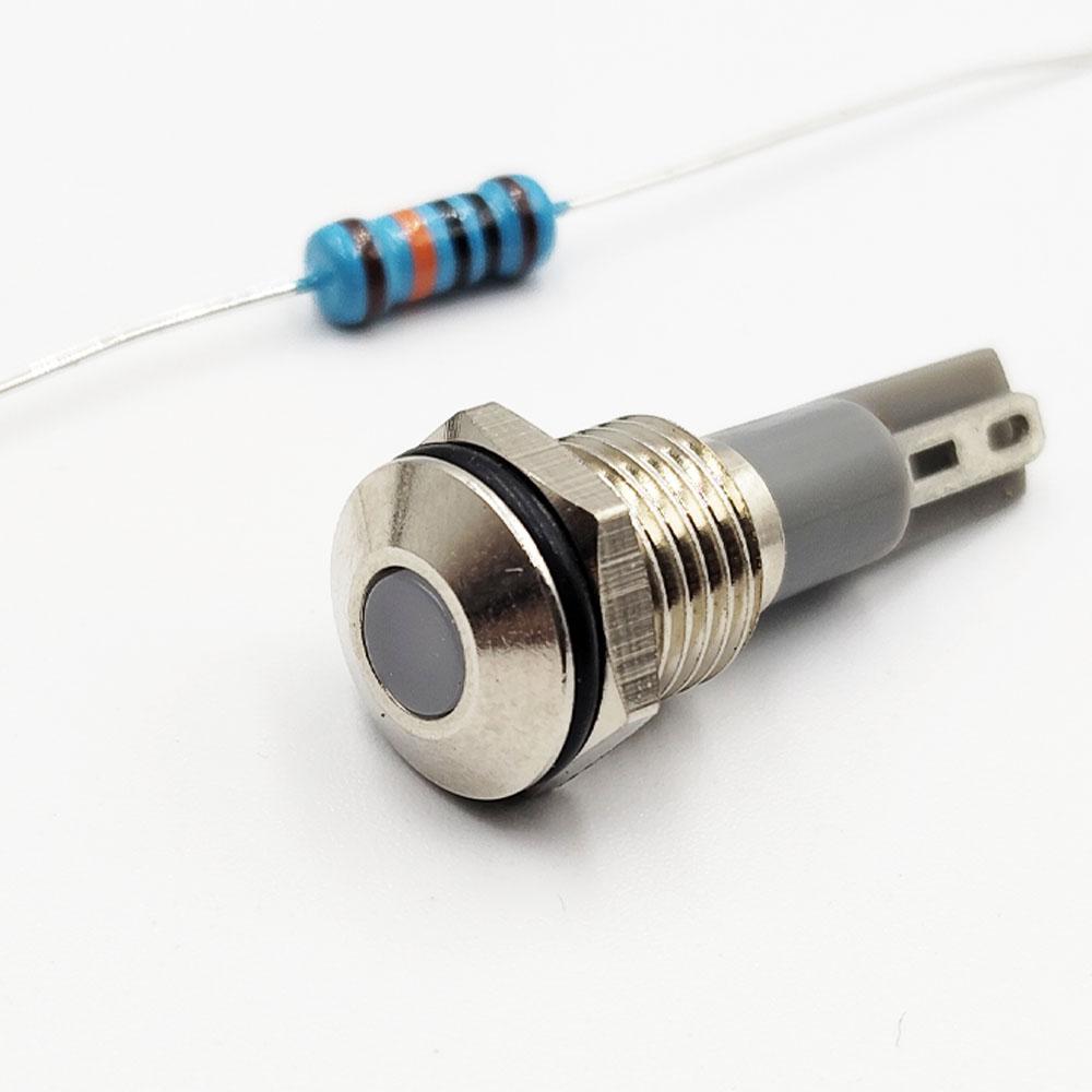 10mm 12-24v White Light Flat head metal indicator lamp