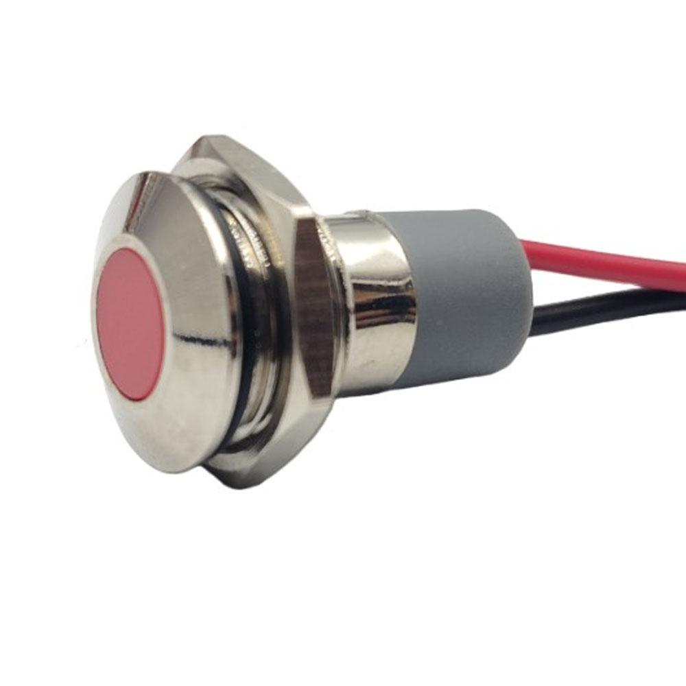10mm 220v Red LED Flat Metal Indicator Light