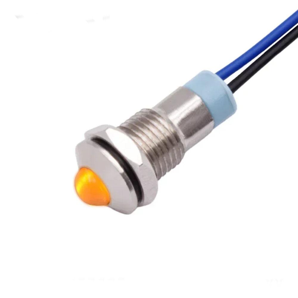 10mm 3-6v Yellow Light Spherical shape metal indicator lamp