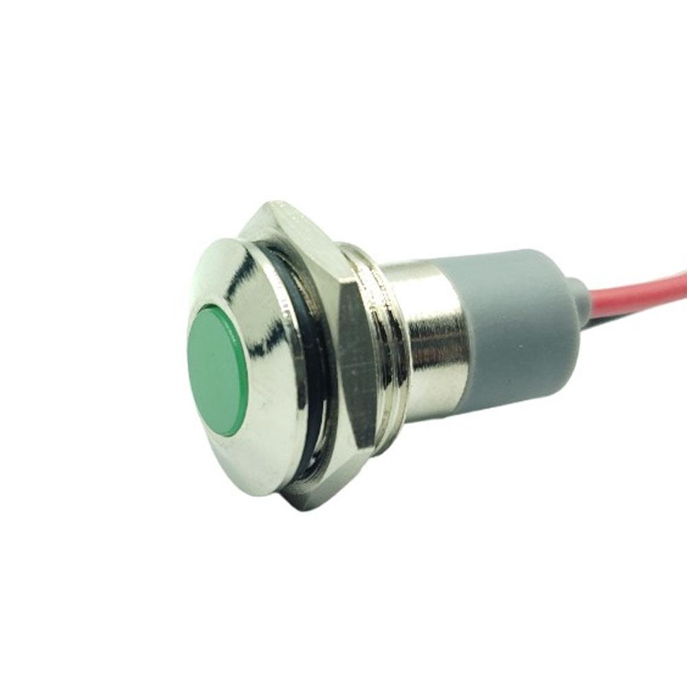 10mm 3v-6v Green Flat Metal Indicator Panel Mount LED Lamp