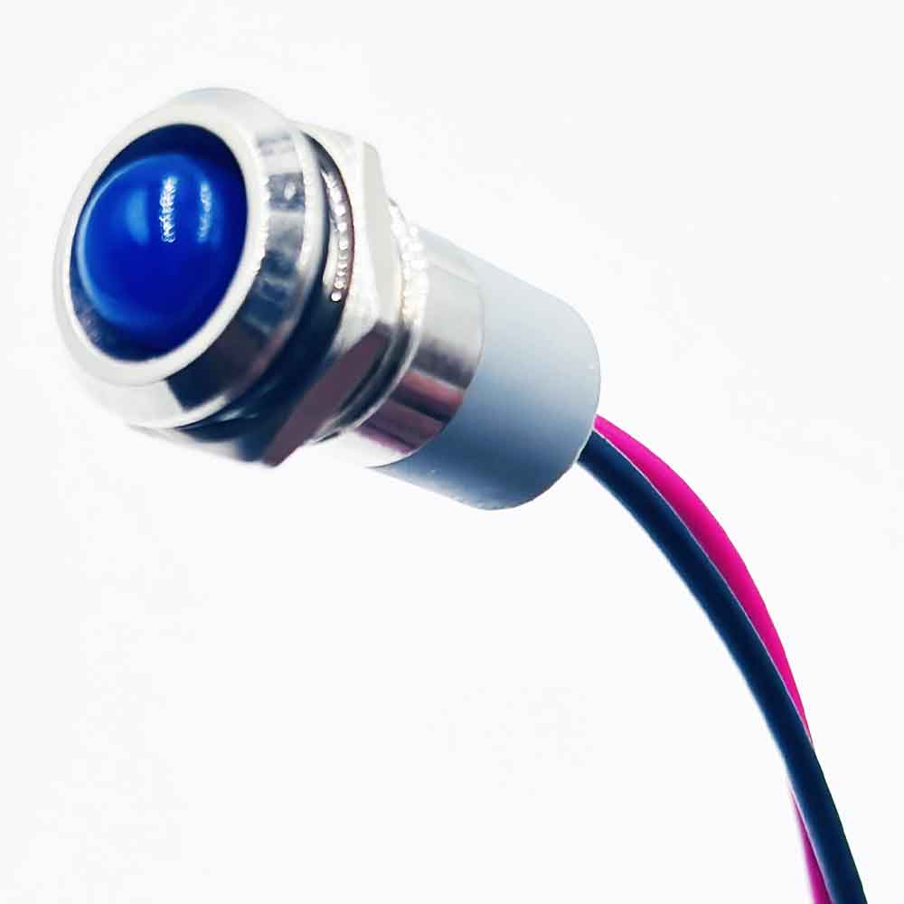 12mm 12-24v Blue Light Spherical Shape Metal Indicator Lamp