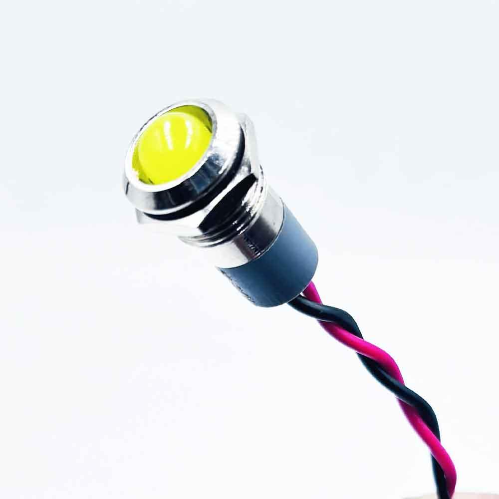 12mm 12-24v Yellow Light Spherical Shape Metal Indicator Lamp