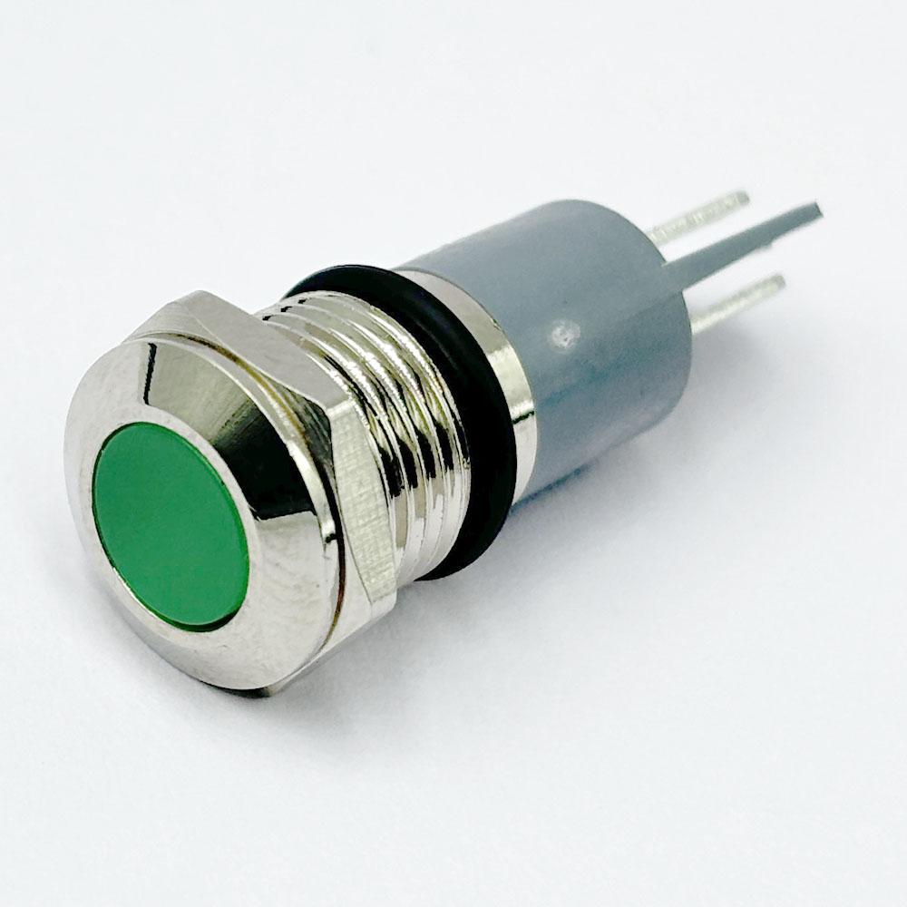 12mm 220v Green Light Flat Metal Indicator Lamp