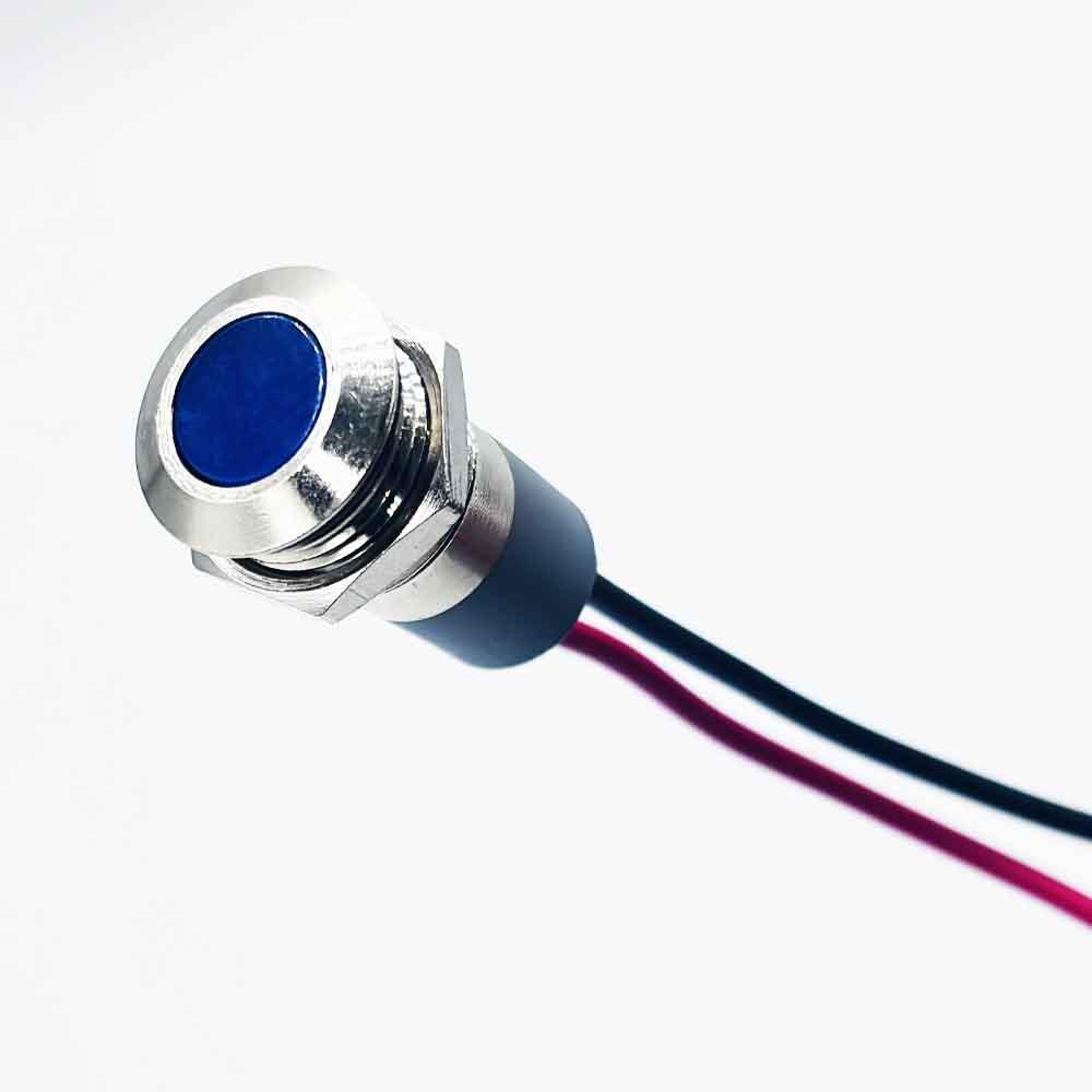 12mm 3-6v Blue Light Flat Metal Indicator Lamp