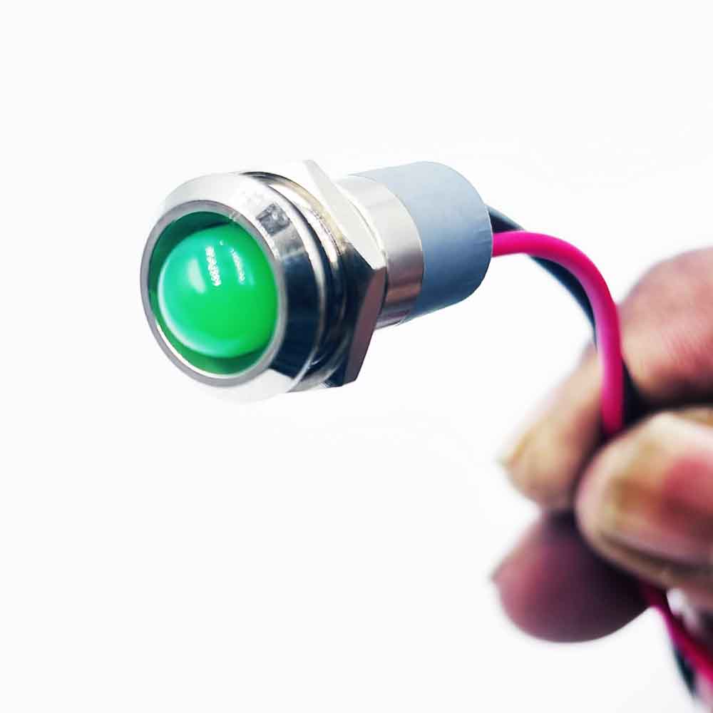 12mm 3-6v Green Light Spherical Shape Metal Indicator Lamp