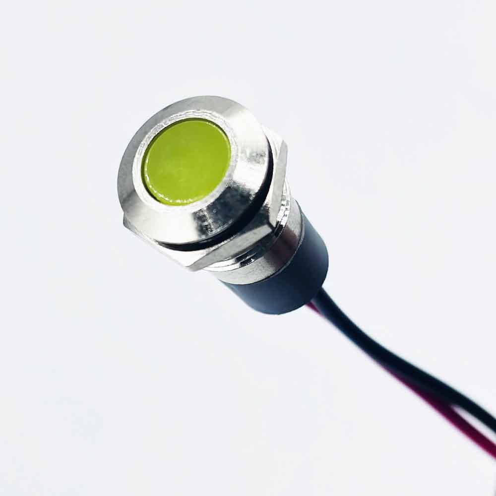 12mm 3-6v Yellow Light Flat Metal Indicator Lamp