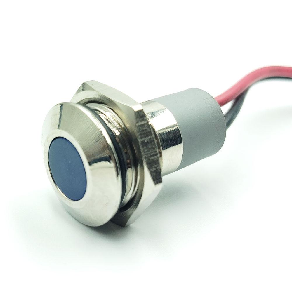 14mm 12-24v Blue Light Flat head metal indicator lamp