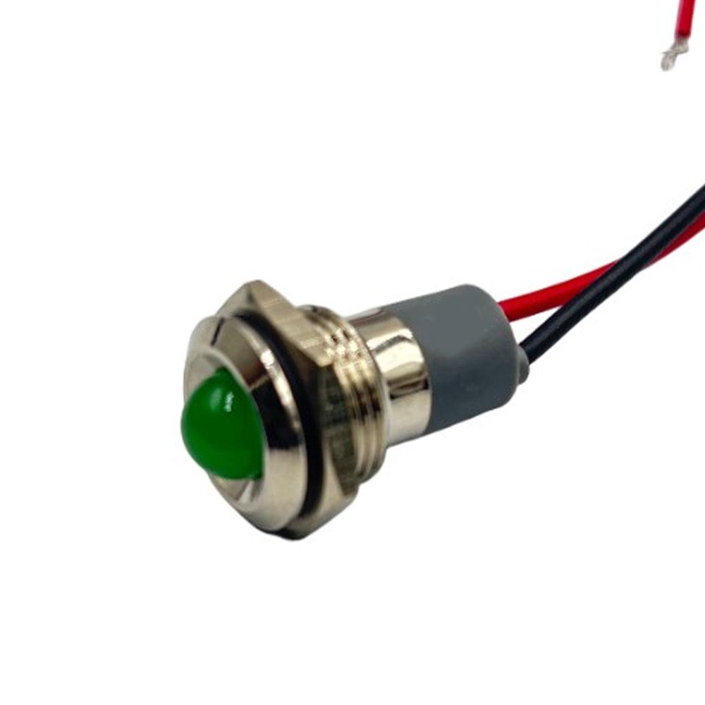 14mm 12-24v Green Light Spherical shape metal indicator lamp