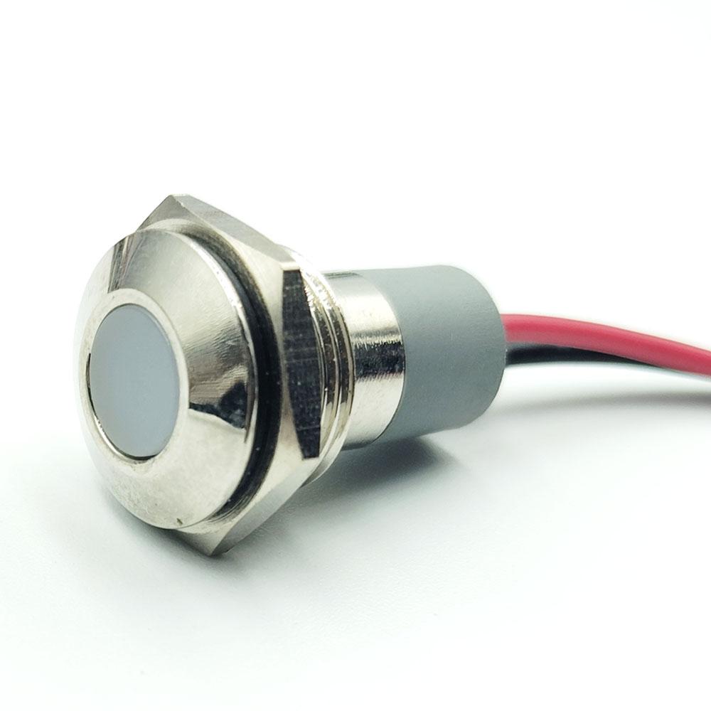 14mm 220v White Light Flat head metal indicator lamp