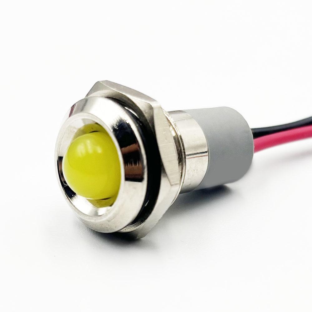 14mm 220v Yellow Light Spherical shape metal indicator lamp