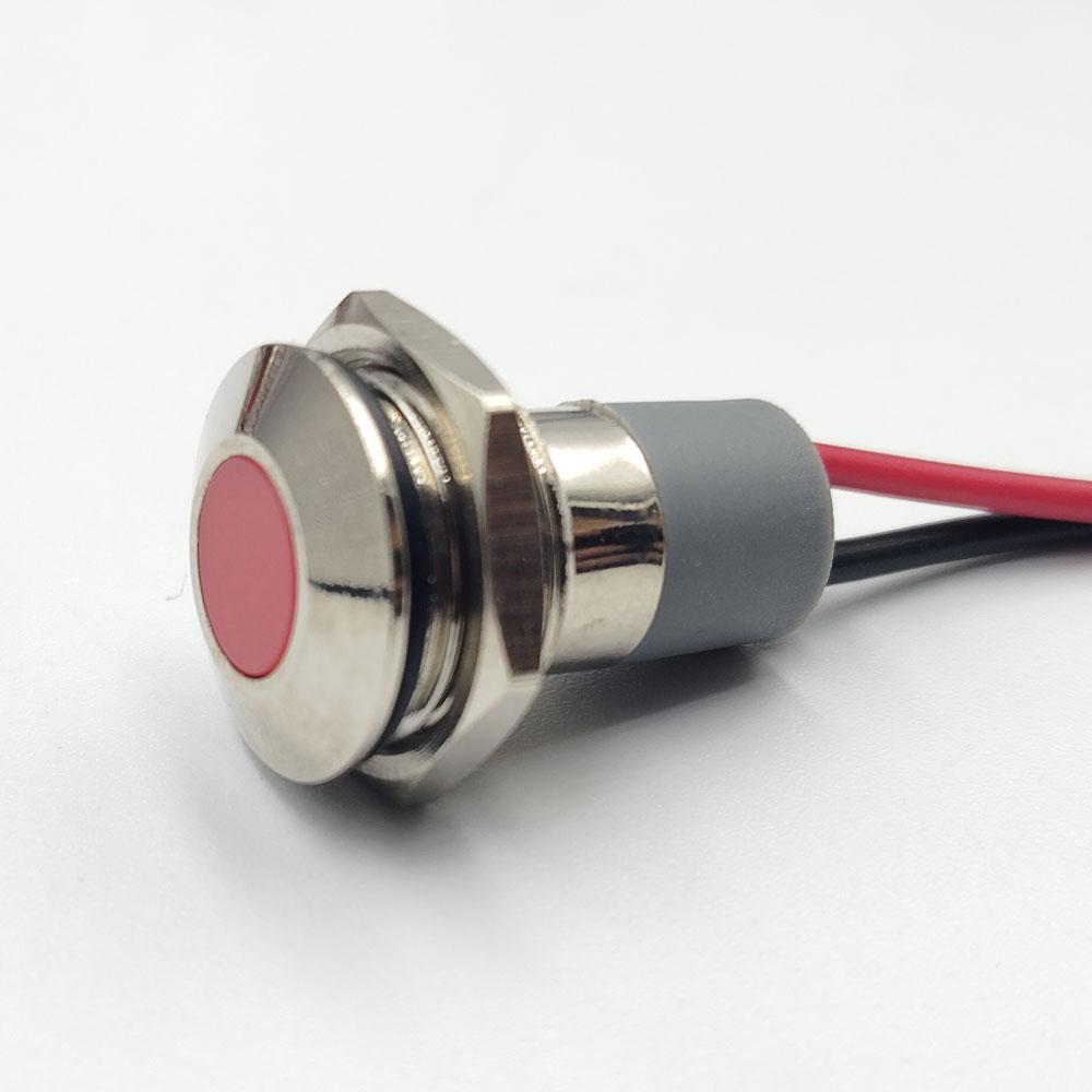 14mm 3-6v Red Light Flat head metal indicator lamp