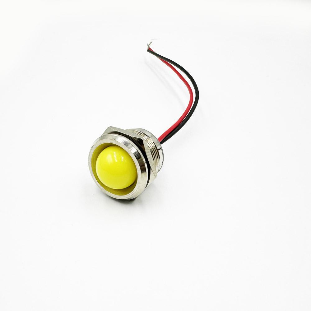 16mm 220v Yellow Spherical Metal Indicator Panel Mount LED Lamp