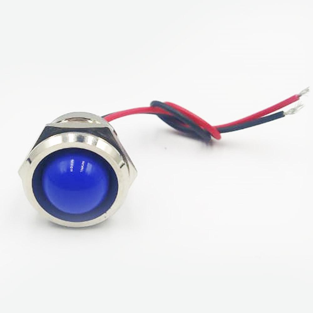 22mm 220V Blue Spherical Shape Metal Indicator Panel Mount LED Lamp