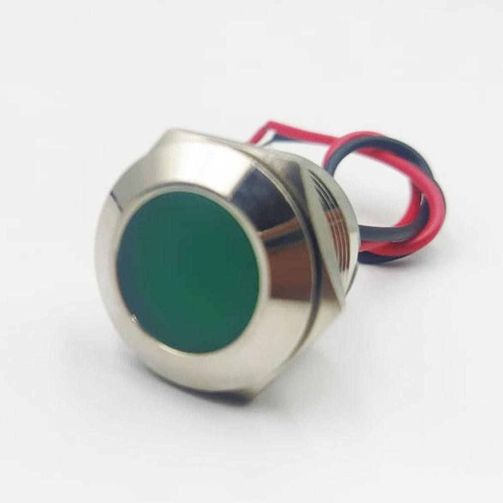 22mm 220v Green Light Flat head metal indicator lamp