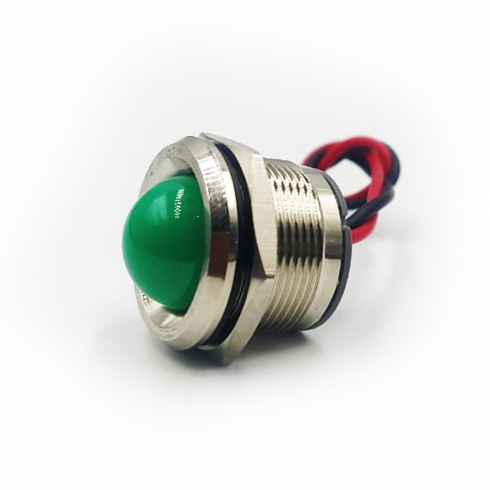 22mm 3-48V Green Spherical Metal Indicator Panel Mount LED Lamp
