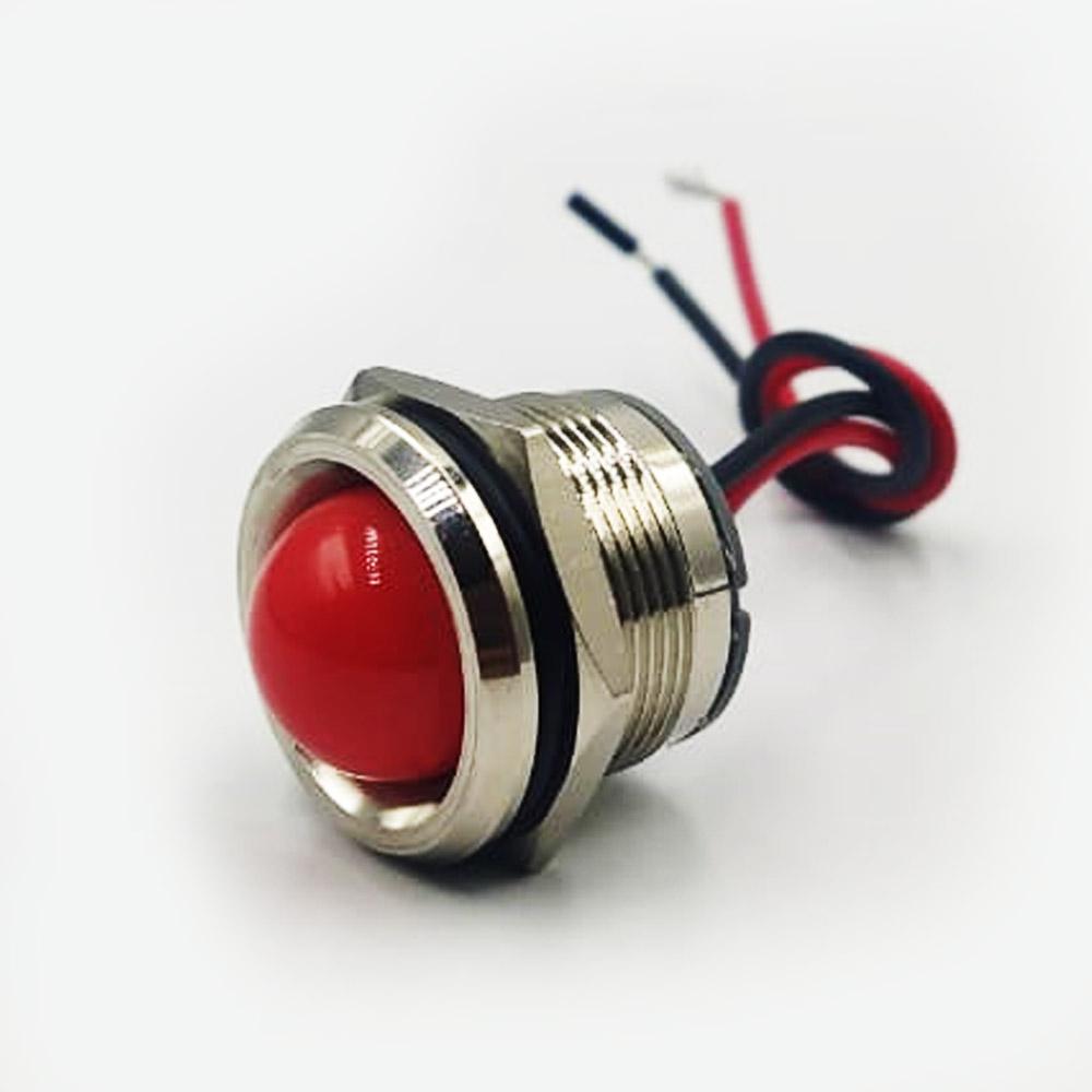 22mm 3-48V Red Spherical Metal Indicator Panel Mount LED Lamp