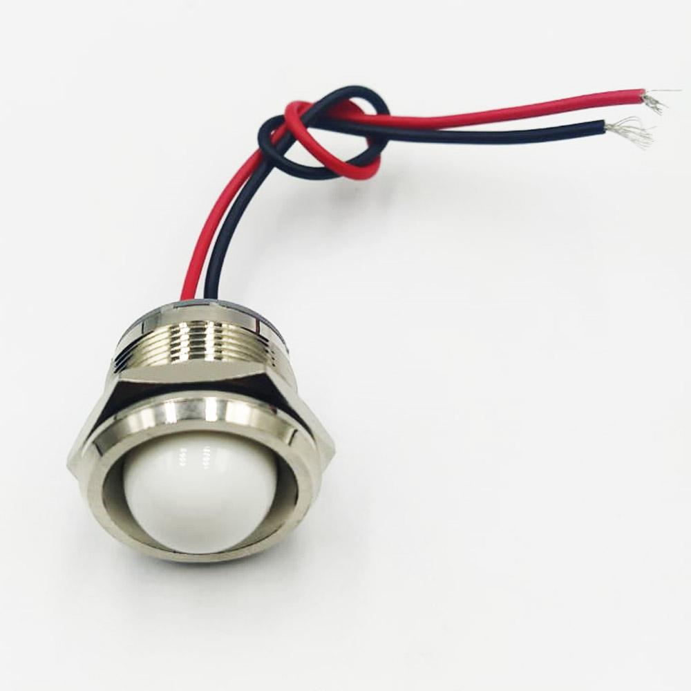 22mm 3-48V White Spherical Metal Indicator Panel Mount LED Lamp