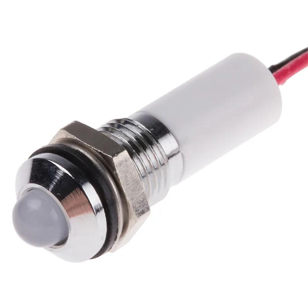 6mm 220v White LED Light Spherical Metal Indicator