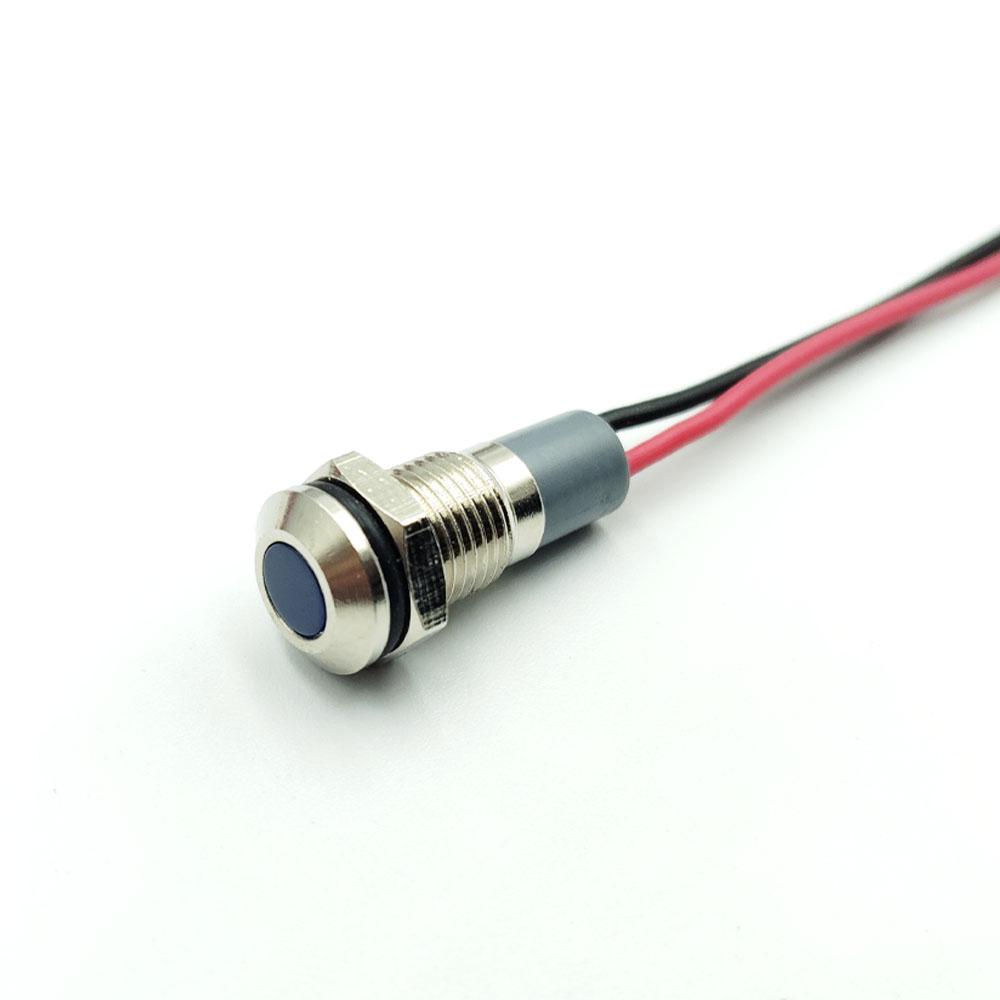 8mm 12-24V Blue Flat Metal Indicator Panel Mount LED Lamp