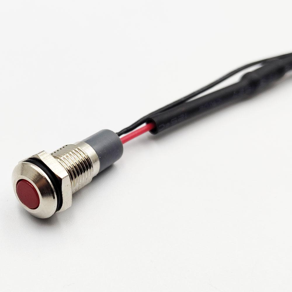 8mm 220v Red Light Flat Metal Indicator Lamp