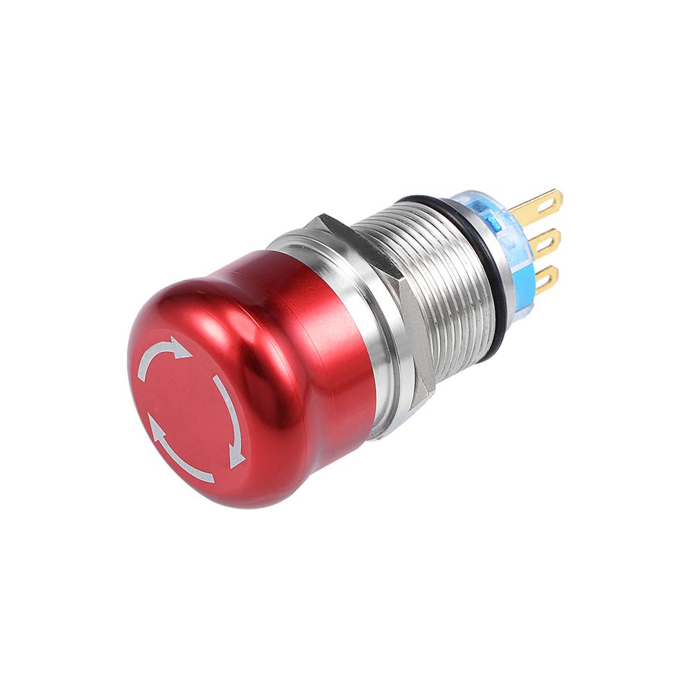 Emergency Stop 19mm Metal Button Switch Waterproof Mushroom Head Emergency Stop Button