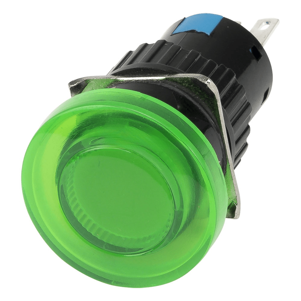 Mushroom Head 16mm 3Pin Green 250v 5A Emergency Push Button Switch Non-Latching Button