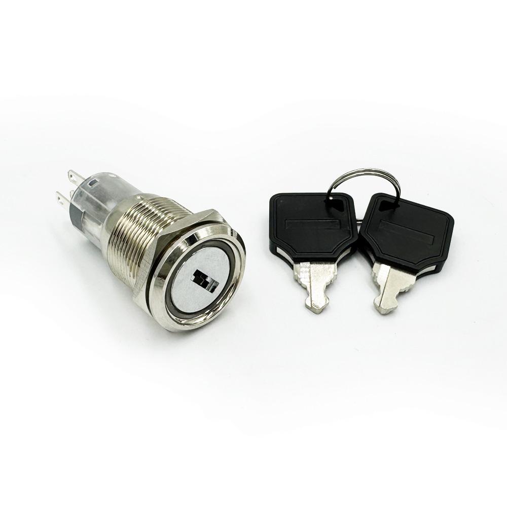 Key Switch 19mm 5Pin 3-48V With Blue Light