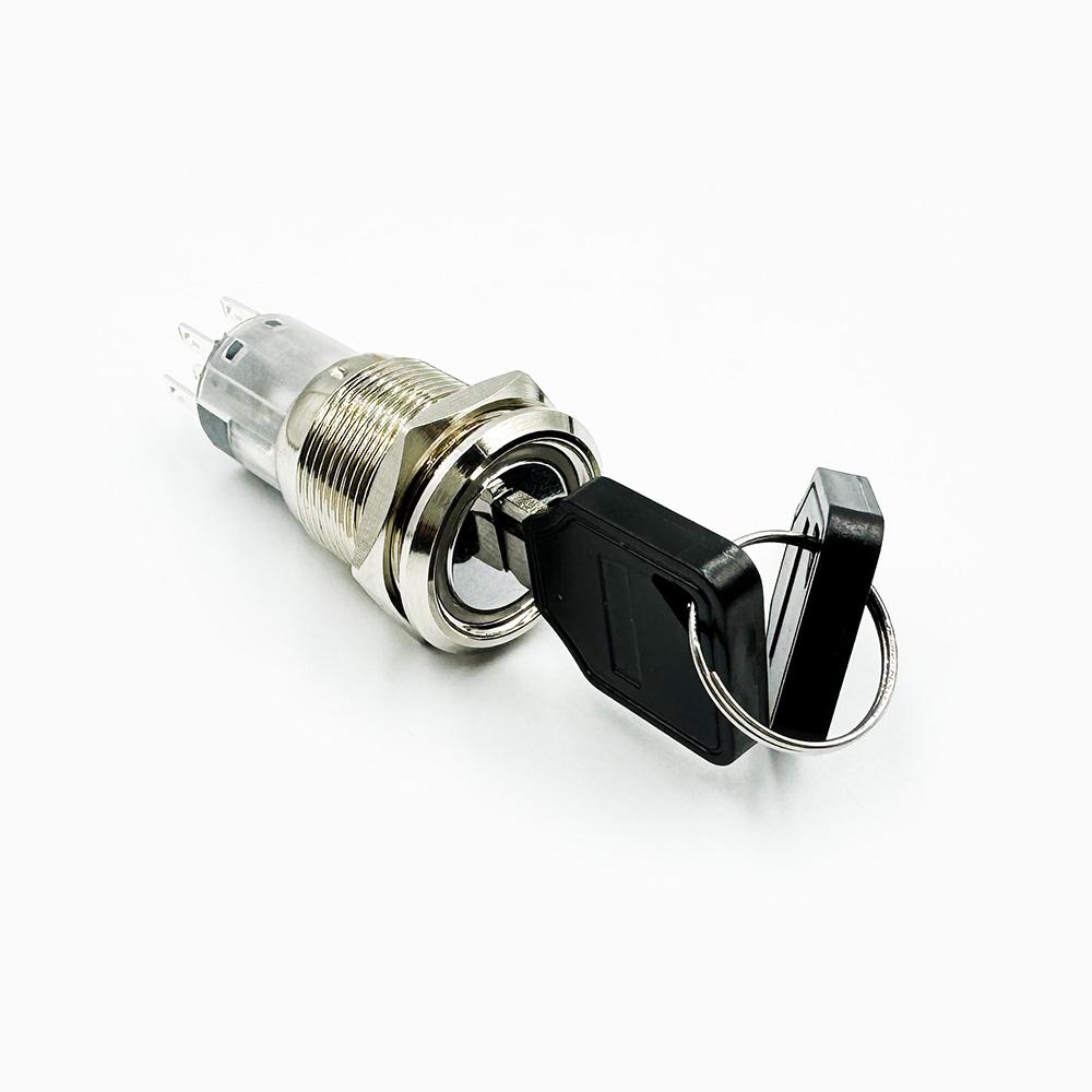 Key Switch 19mm 8Pin 24V With Blue Light