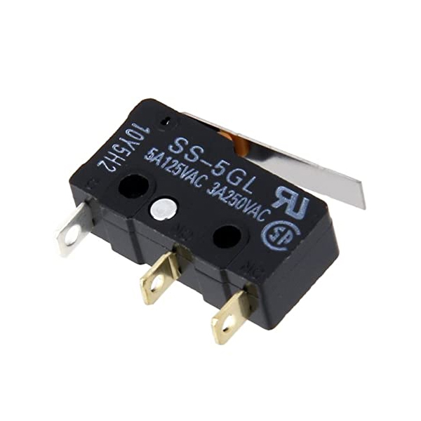 Arm Lever 16mm, 250V 5A SPDT 3-Pin Momentary Plastic Micro Limit Switch (Pack of 2)