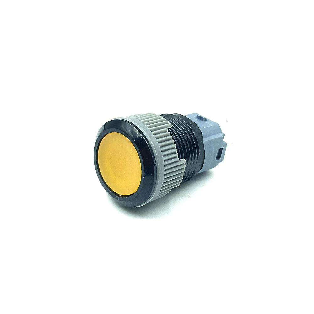 16mm 12-24v 5 Pins Yellow Colour Flat Head Plastic Latching Switch.